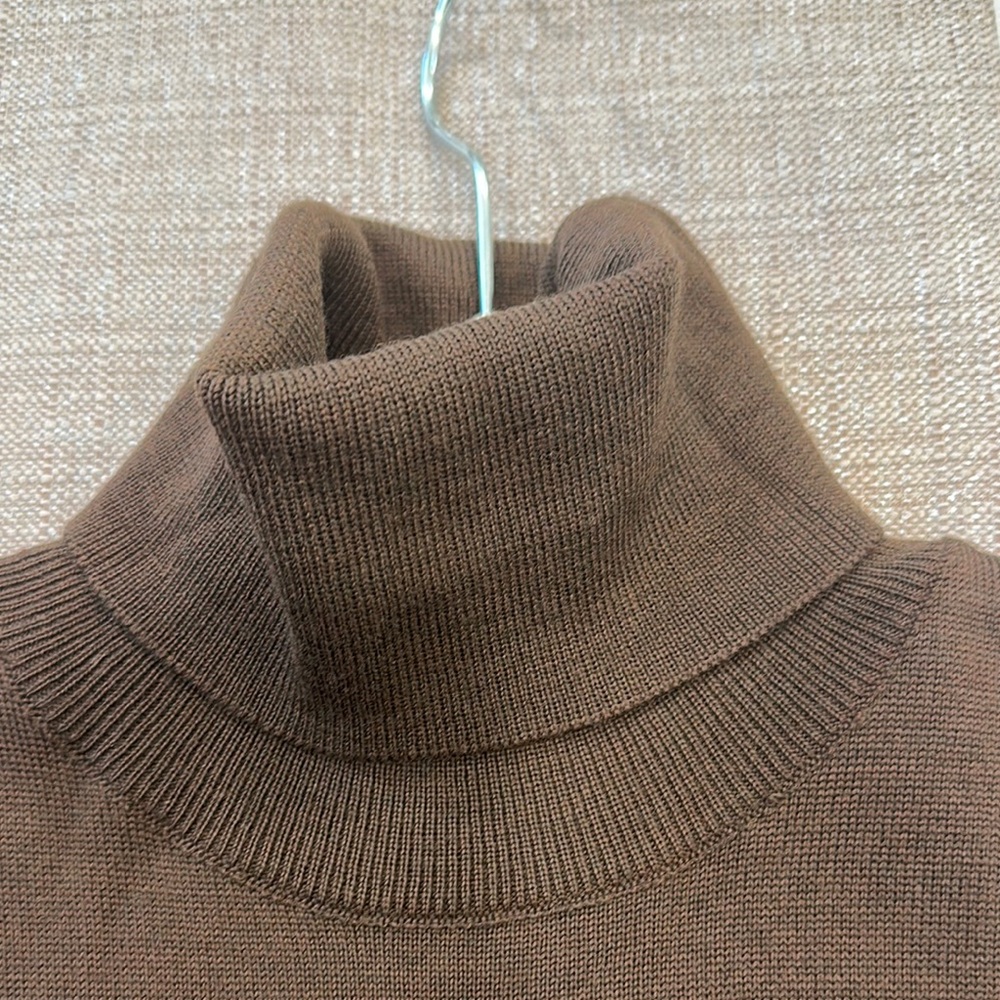 Elegant Brown Sleeveless Turtleneck Dress